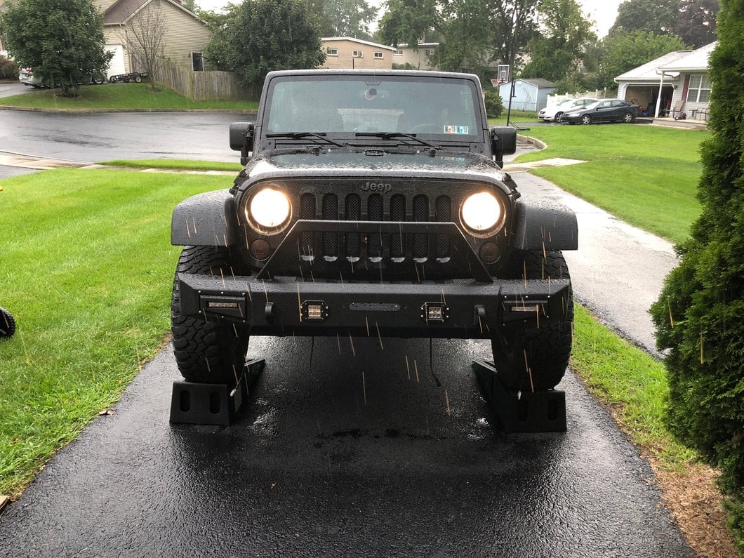 Barricade Vision Series Front Bumper with LED Fog Lights, Work Lights and 20-Inch LED Light Bar (07-18 Jeep Wrangler JK)