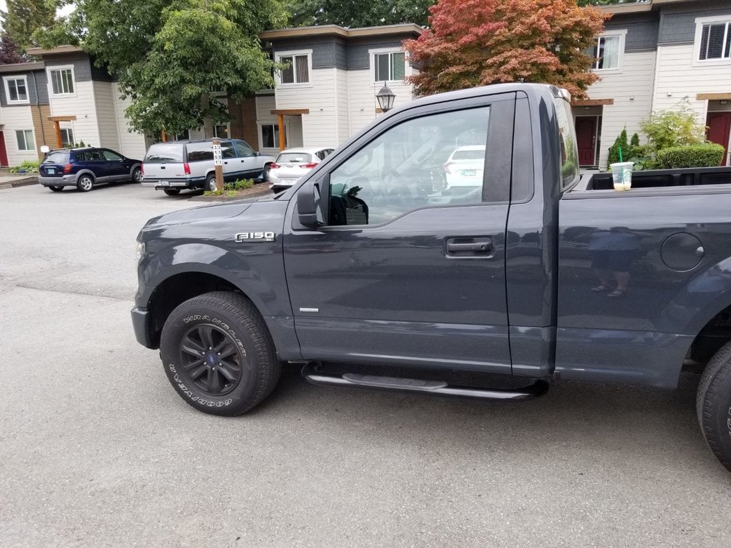Barricade 4-Inch Oval 90 Degree Bent End Side Step Bars; Black (15-25 F-150)