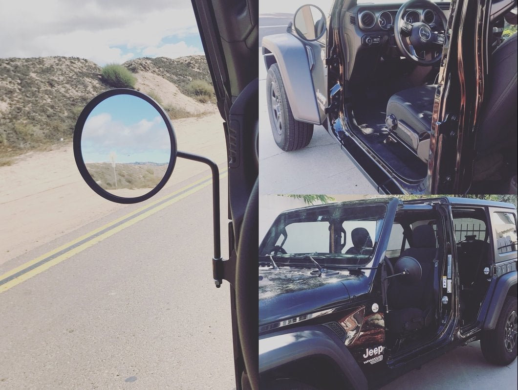 Barricade Round Adventure Mirrors; Textured Black (66-25 Jeep CJ5, CJ7, Wrangler YJ, TJ, JK & JL)