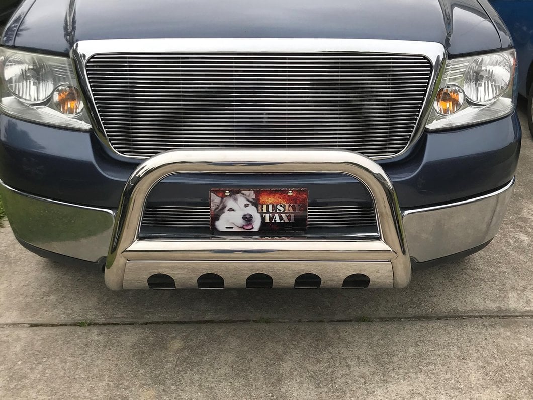 Barricade 3-Inch Bull Bar with Skid Plate; Stainless Steel (04-25 F-150, Excluding EcoBoost & Raptor)