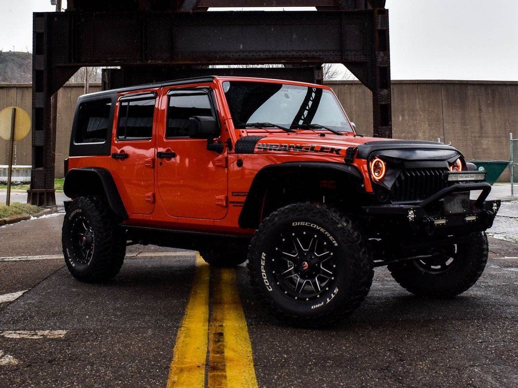 Barricade HD Rock Sliders with LED Rock Lights; Textured Black (07-18 Jeep Wrangler JK 4-Door)