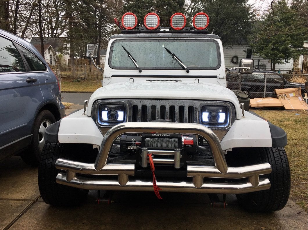 Barricade Double Tubular Front Bumper with Winch Cutout; Polished (87-06 Jeep Wrangler YJ & TJ)