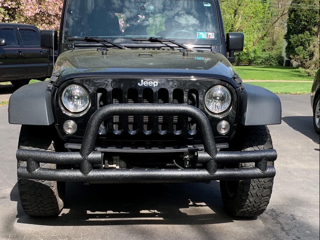 Barricade Tubular Front Bumper with Winch Cutout; Textured Black (07-18 Jeep Wrangler JK)