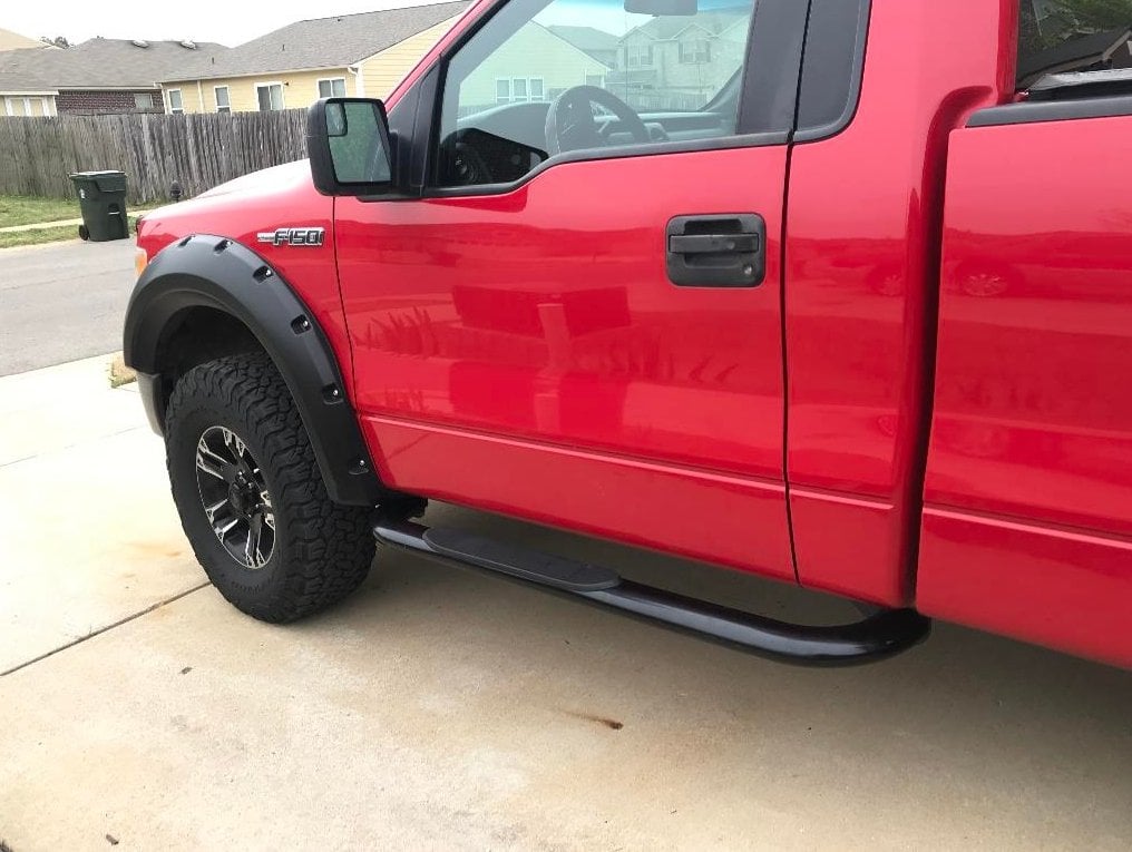 Barricade 3-Inch Round Curved Side Step Bars; Gloss Black (09-14 F-150)