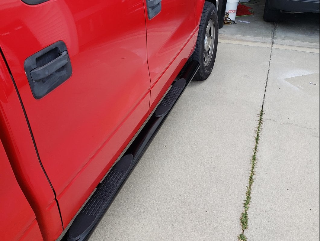 Barricade 4-Inch Oval Straight End Side Step Bars; Gloss Black (04-08 F-150)