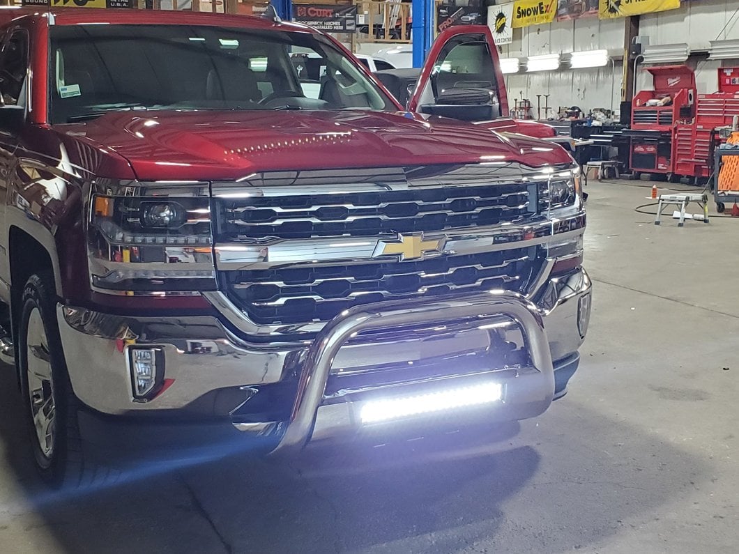 Barricade HD Bull Bar with Skid Plate and 20-Inch LED Dual-Row LED Light Bar; Stainless Steel (07-18 Silverado 1500)