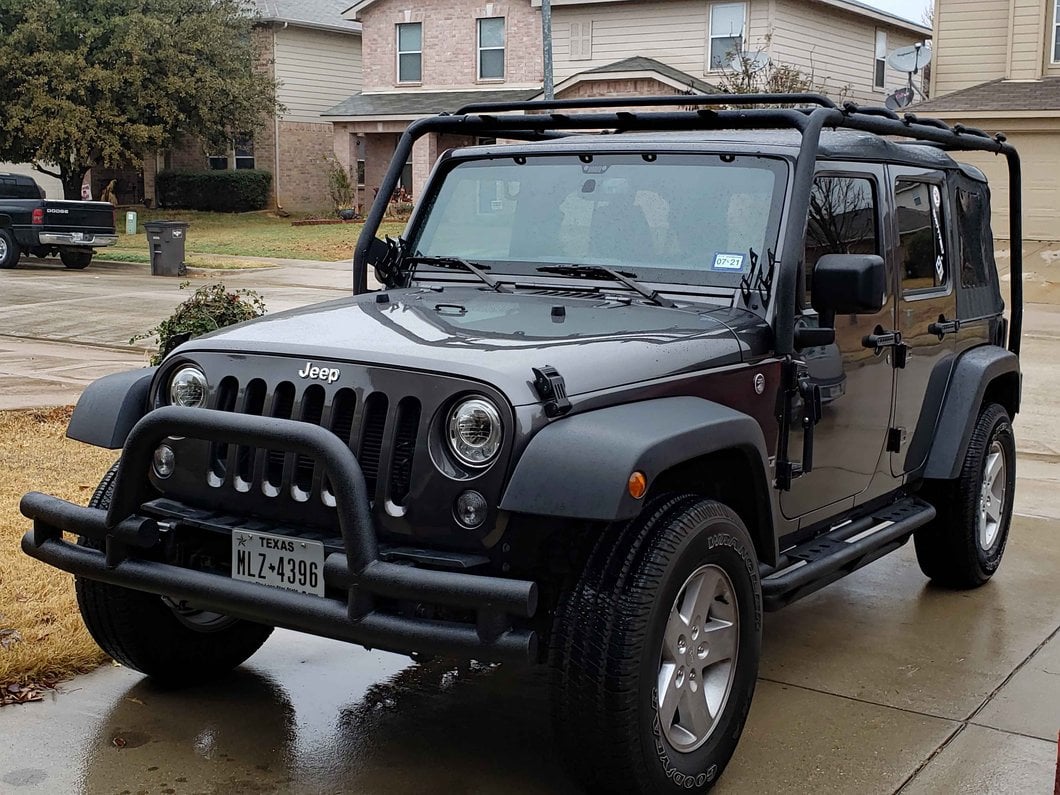 Barricade Tubular Front Bumper with Winch Cutout; Textured Black (07-18 Jeep Wrangler JK)