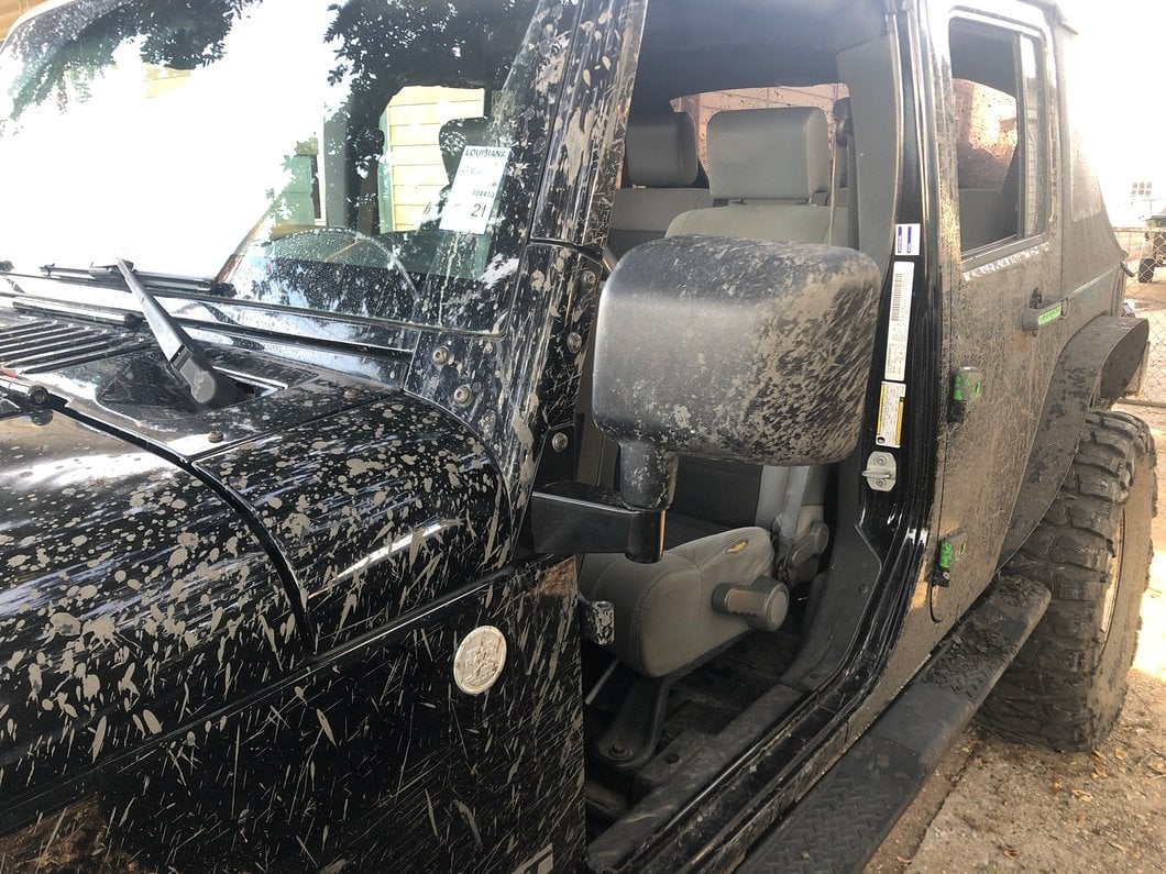 Barricade Side Mirror Relocation Kit; Black (07-18 Jeep Wrangler JK w/o Factory Powered & Heated Mirrors)