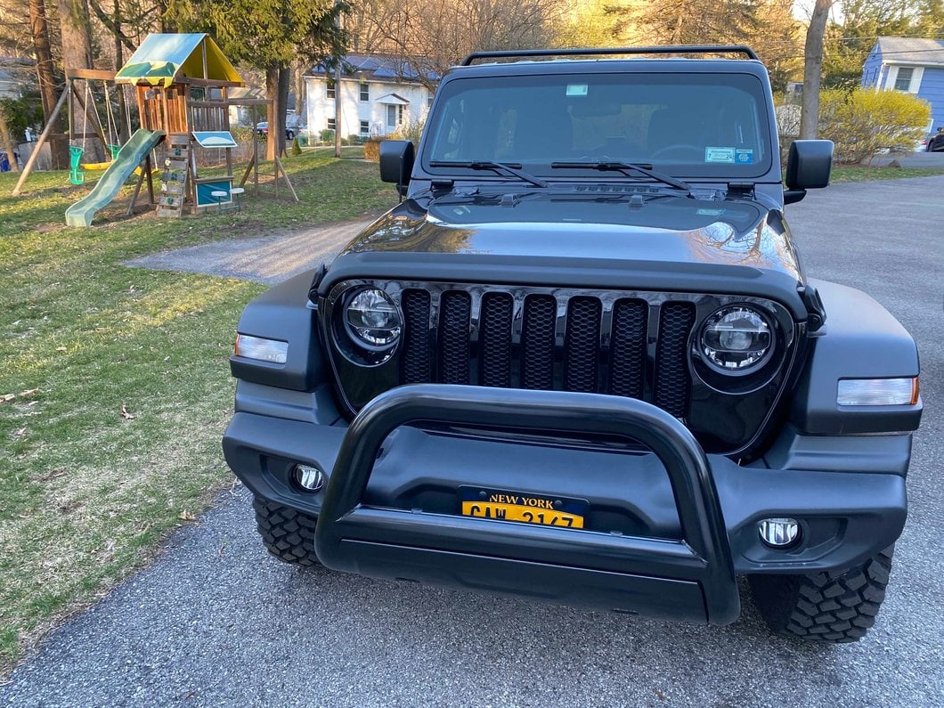 Barricade 3.50-Inch Oval Bull Bar with Skid Plate; Black (18-25 Jeep Wrangler JL)