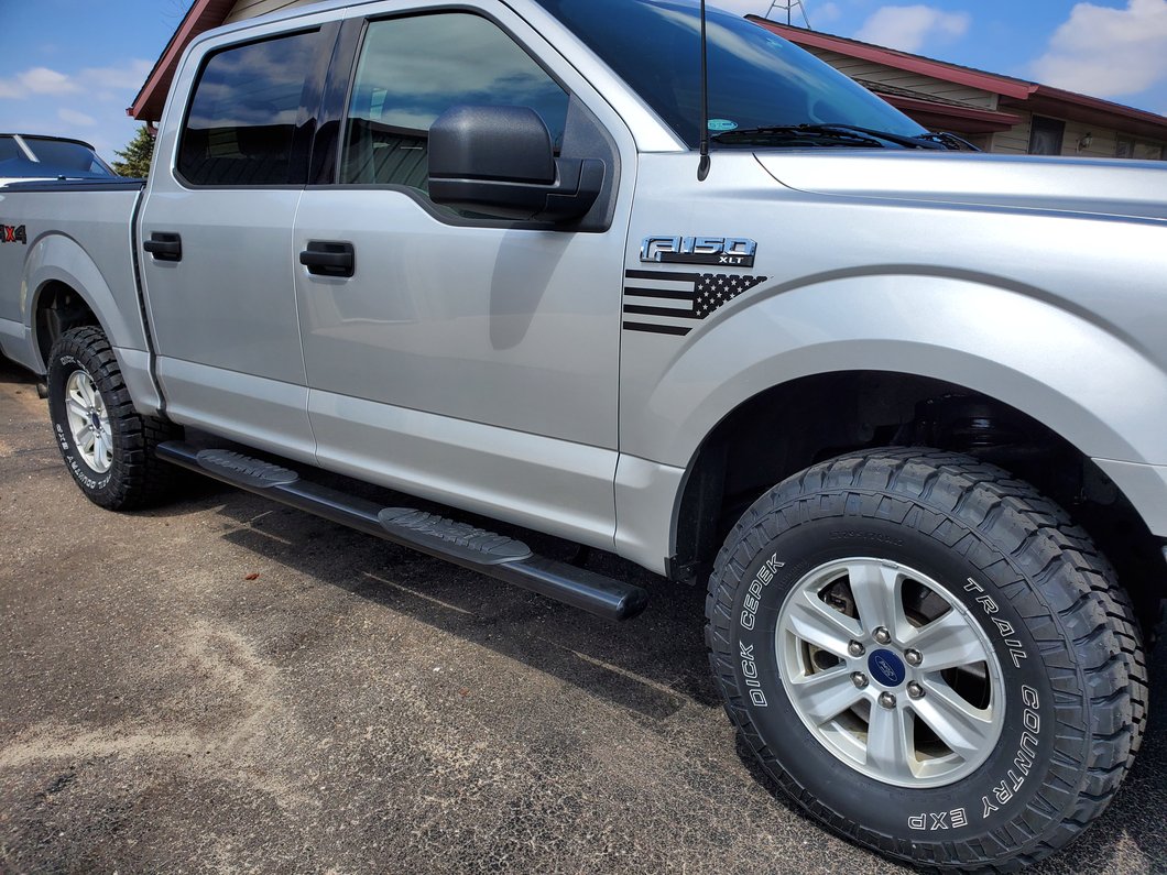 Barricade 5-Inch Oval Straight End Side Step Bars; Black (15-25 F-150)