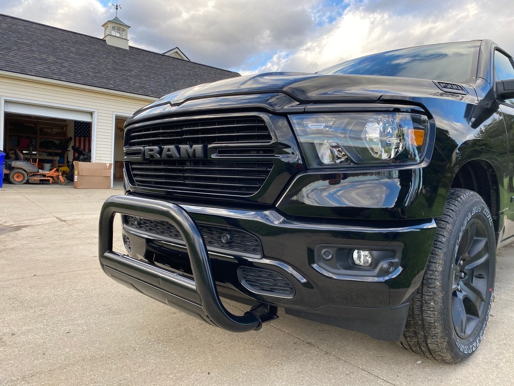 Barricade 3.50-Inch Oval Bull Bar with Skid Plate; Black (19-24 RAM 1500, Excluding Rebel & TRX)