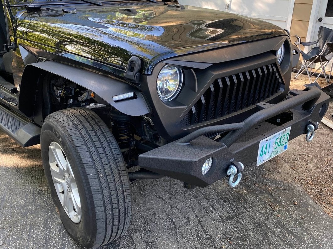 Barricade HD Flat Fender Flares with LED DRL and Turn Signal; Front (18-25 Jeep Wrangler JL)