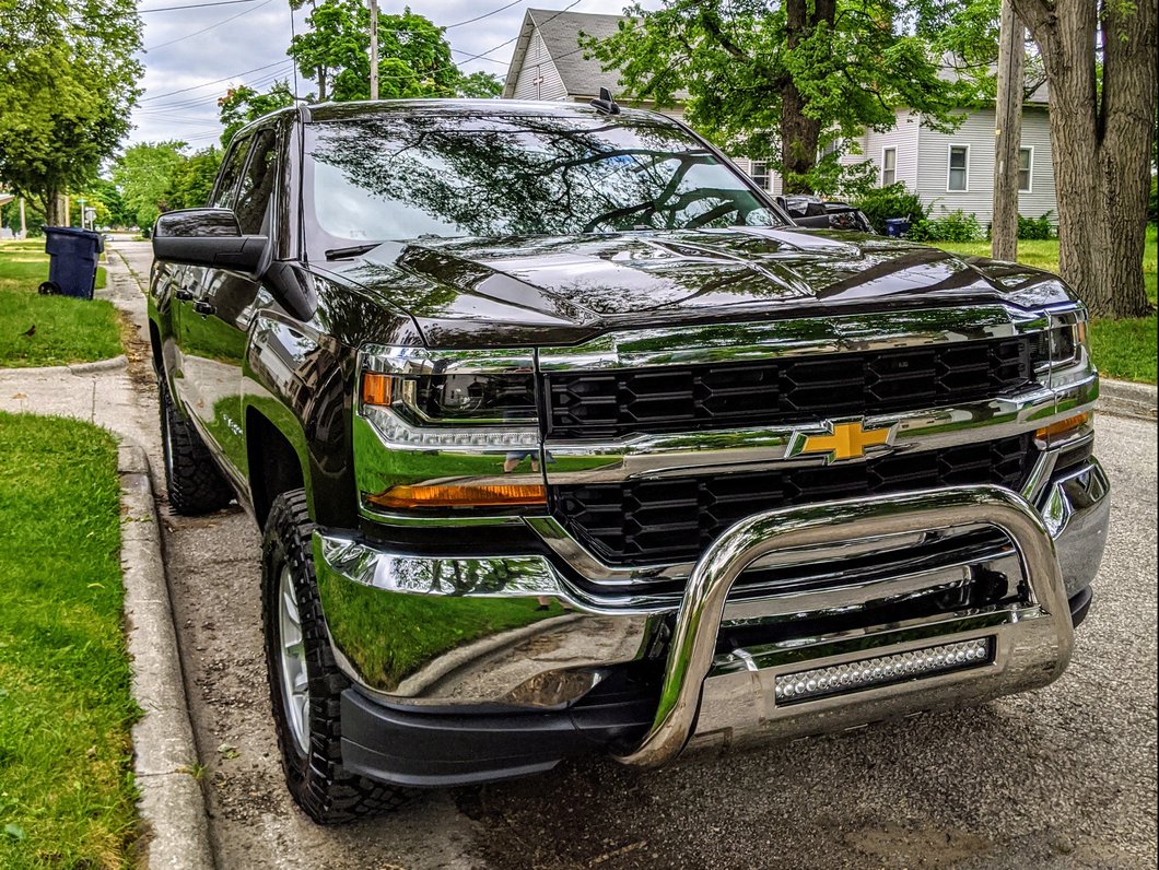 Barricade HD Bull Bar with Skid Plate and 20-Inch LED Dual-Row LED Light Bar; Stainless Steel (07-18 Silverado 1500)