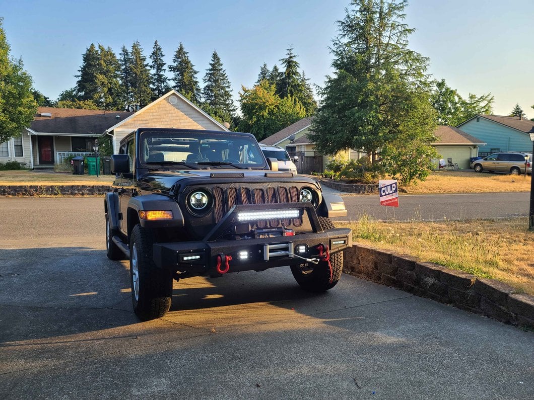 Barricade Vision Series Front Bumper with LED Fog Lights, Work Lights and 20-Inch LED Light Bar (18-25 Jeep Wrangler JL)