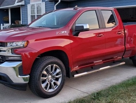 Barricade 4-Inch Oval Straight End Side Step Bars; Stainless Steel (19-25 Silverado 1500 Double Cab)