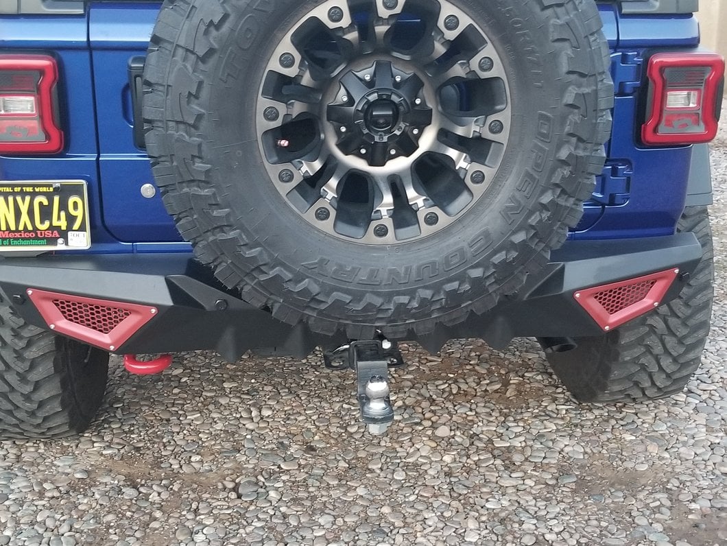 Barricade X-Series Rear Bumper; Red Inserts (18-25 Jeep Wrangler JL)