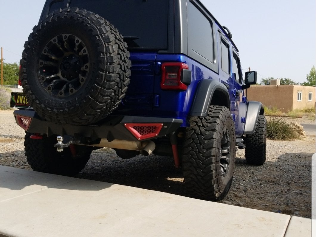 Barricade X-Series Rear Bumper; Red Inserts (18-25 Jeep Wrangler JL)