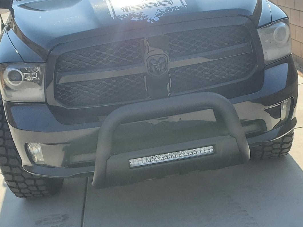 Barricade HD Bull Bar with Skid Plate and 20-Inch LED Light Bar; Black (09-18 RAM 1500, Excluding Rebel)