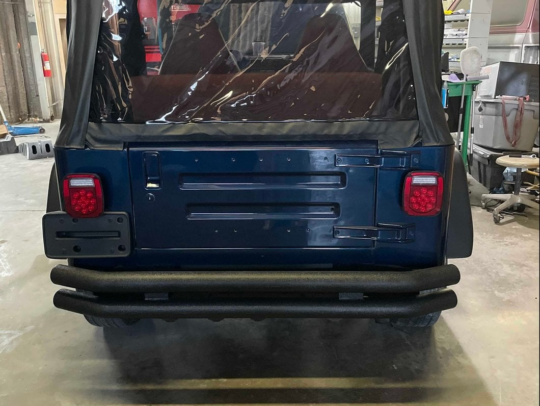 Barricade Double Tubular Rear Bumper; Textured Black (76-06 Jeep CJ, Wrangler YJ & TJ)