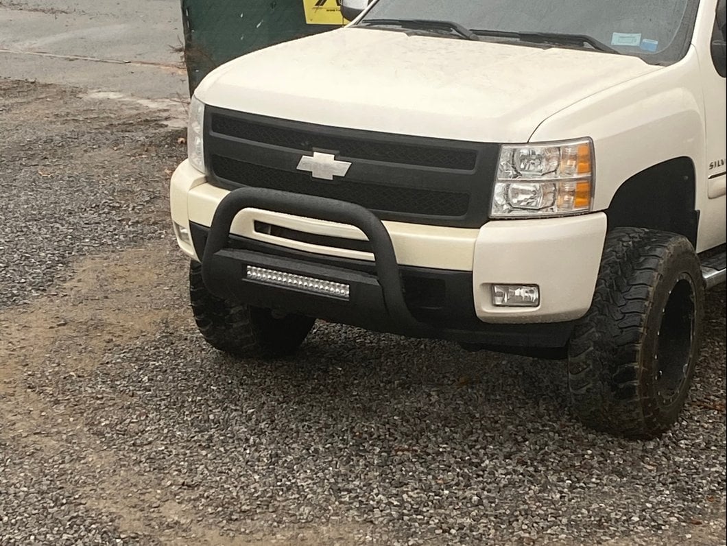 Barricade HD Bull Bar with Skid Plate and 20-Inch LED Dual-Row LED Light Bar; Textured Black (07-18 Silverado 1500)