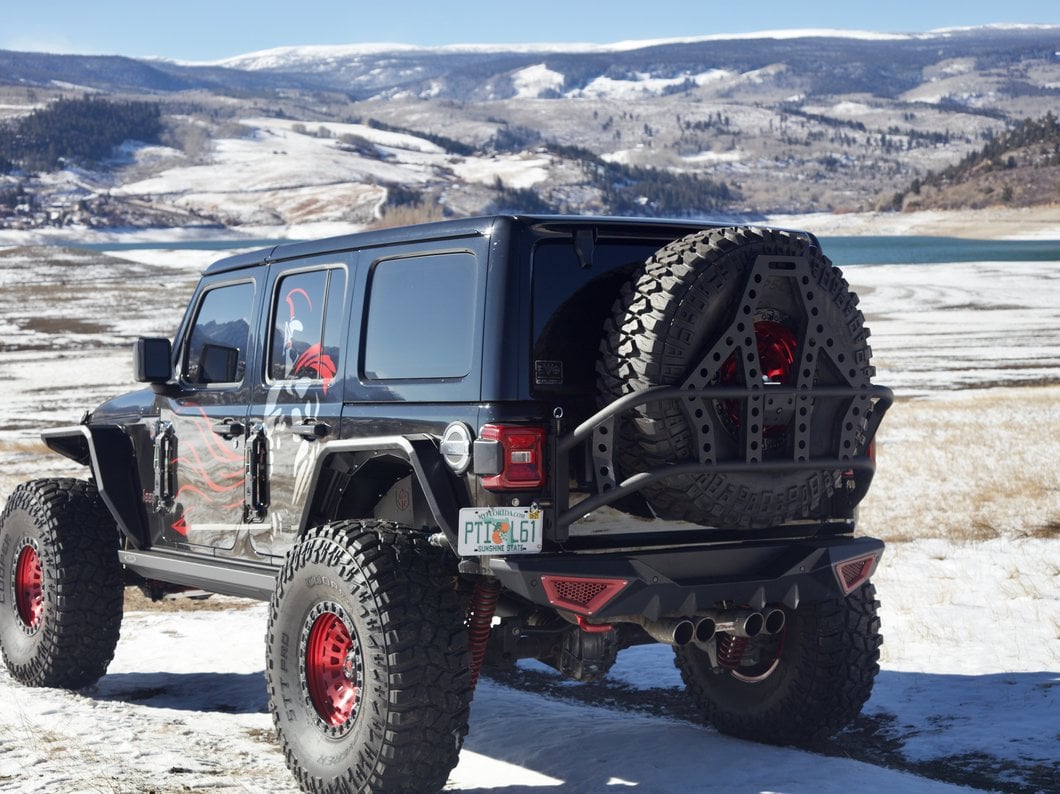 Barricade X-Series Rear Bumper; Red Inserts (18-25 Jeep Wrangler JL)