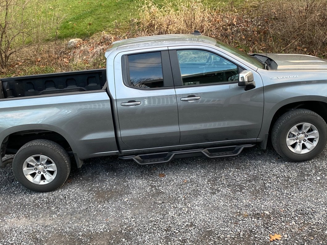 Barricade NB1 Running Boards; Textured Black (19-25 Sierra 1500 Double Cab)