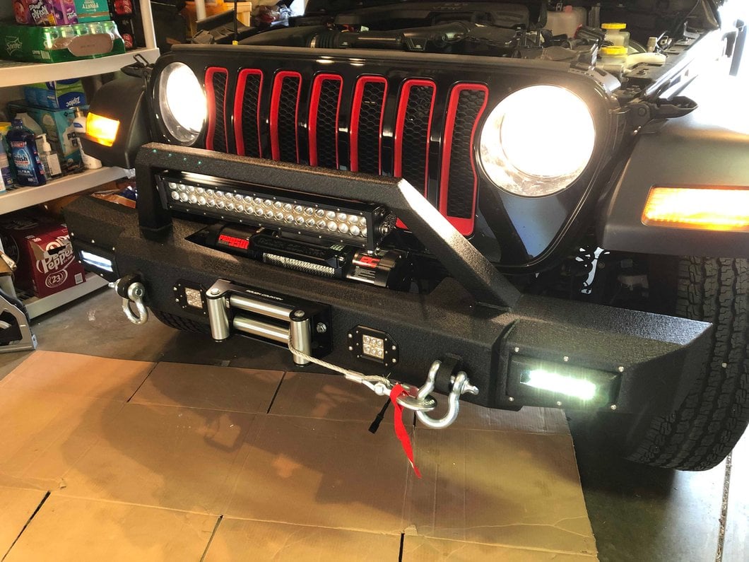 Barricade Vision Series Front Bumper with LED Fog Lights, Work Lights and 20-Inch LED Light Bar (18-25 Jeep Wrangler JL)