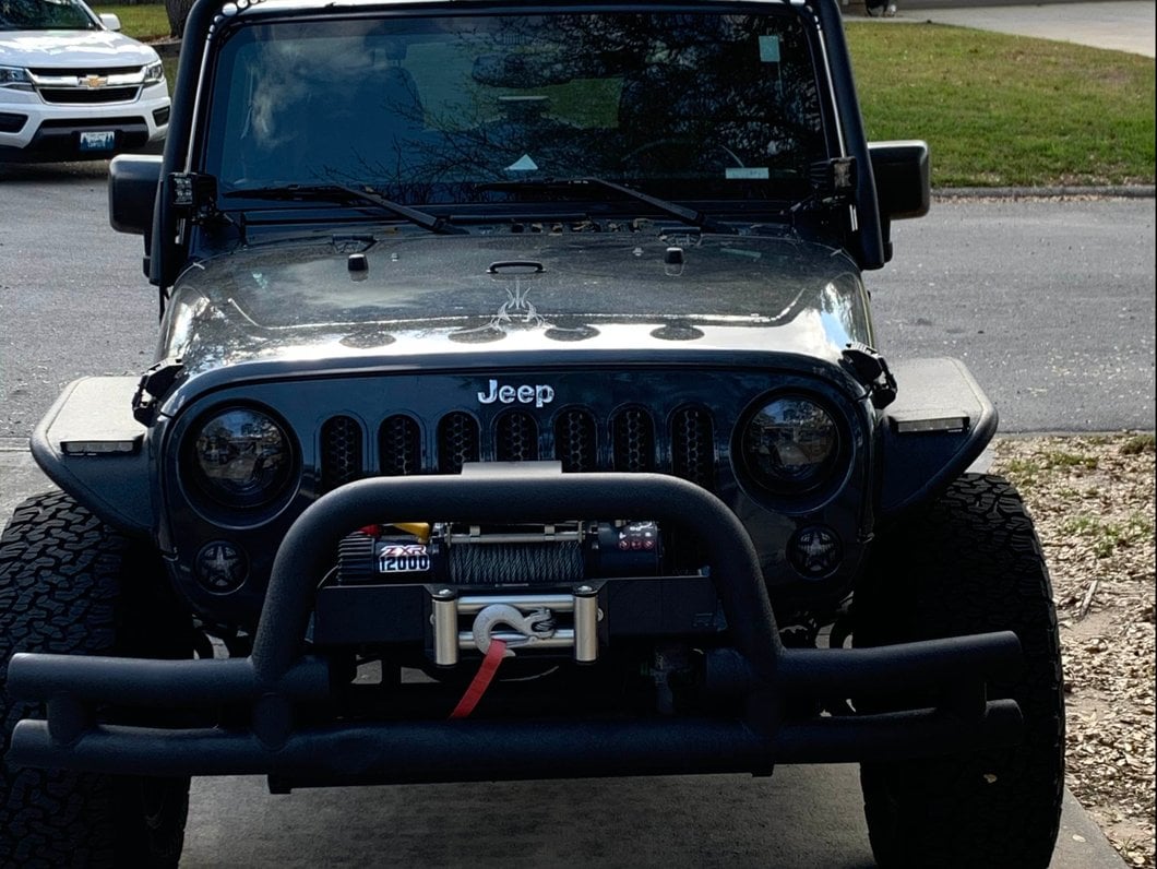 Barricade Tubular Front Bumper with Winch Cutout; Textured Black (07-18 Jeep Wrangler JK)