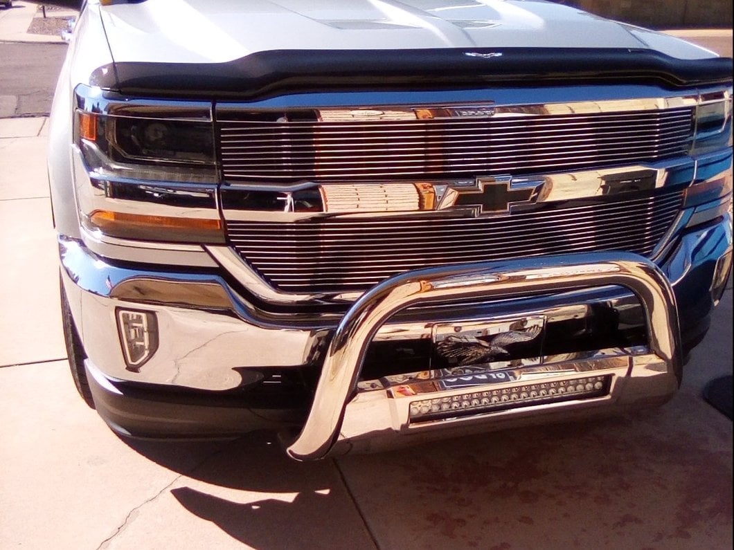 Barricade HD Bull Bar with Skid Plate and 20-Inch LED Dual-Row LED Light Bar; Stainless Steel (07-18 Silverado 1500)