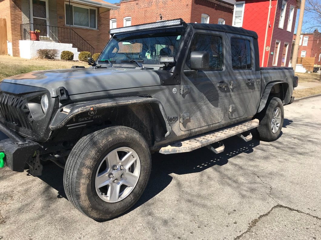 Barricade Tubular Fender Flares with LED DRL and Marker Lights; Front and Rear (20-25 Jeep Gladiator JT)