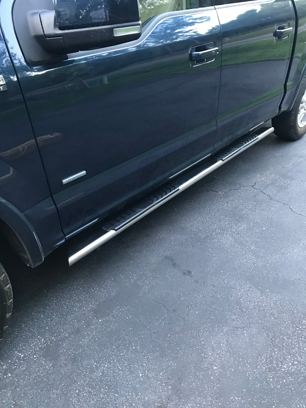 Barricade 4-Inch Flat Oval Running Boards; Stainless Steel (15-25 F-150 SuperCrew)