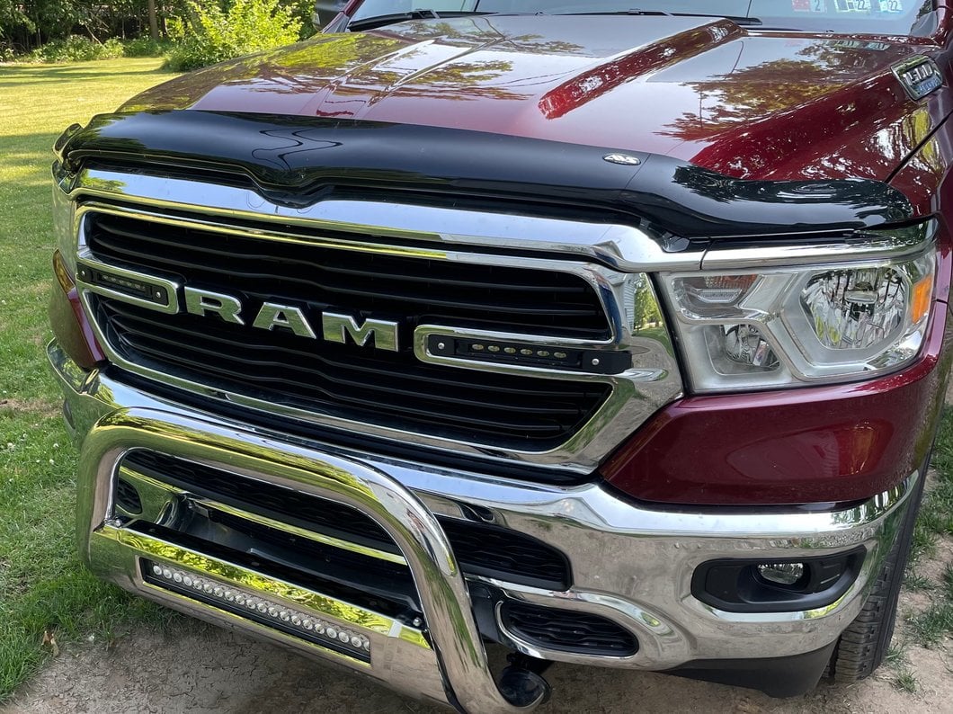 Barricade 3.50-Inch Oval Bull Bar with Skid Plate and 20-Inch LED Light Bar; Stainless Steel (19-24 RAM 1500, Excluding Rebel & TRX)
