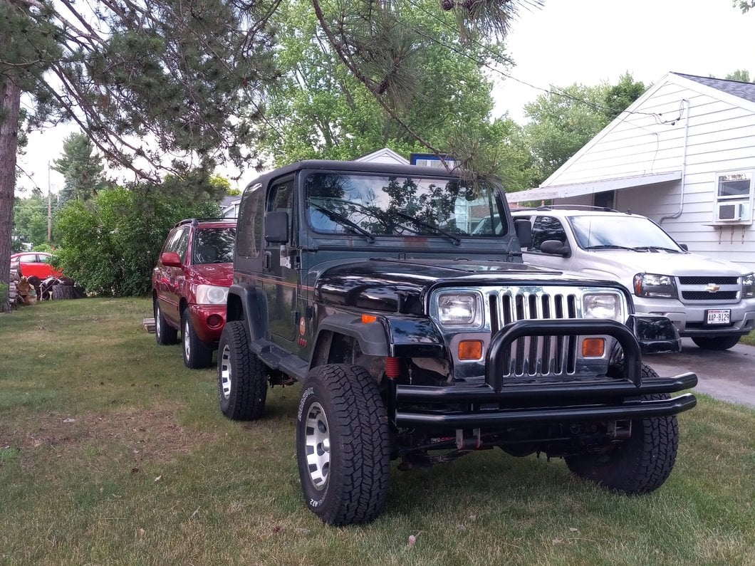 Barricade Double Tubular Front Bumper with Classic Over-Rider Hoop; Gloss Black (76-06 Jeep CJ, Wrangler YJ & TJ)