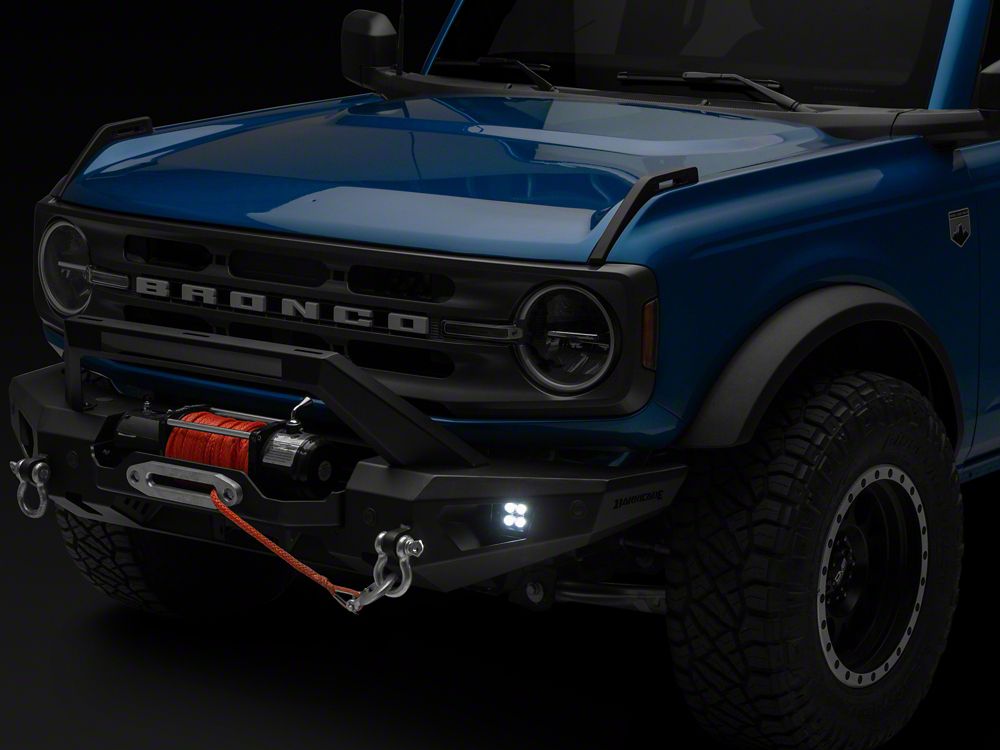 Barricade HD Plate Style Full Width Front Bumper with Winch Mount and LED Fog Lights (21-25 Bronco, Excluding Raptor)