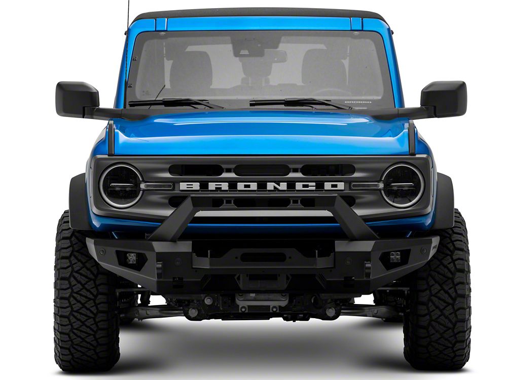 Barricade HD Plate Style Full Width Front Bumper with Winch Mount and LED Fog Lights (21-25 Bronco, Excluding Raptor)