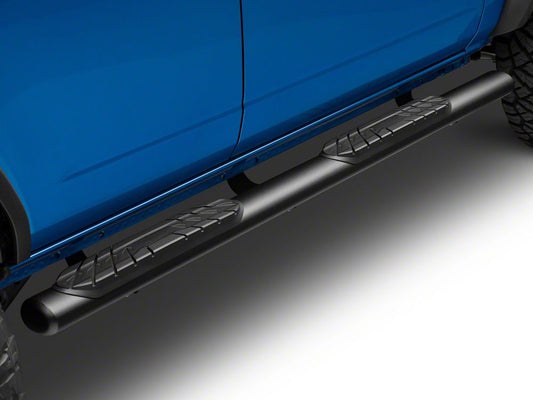 Barricade 4-Inch Oval Straight Side Step Bars; Light Textured Black (21-25 Bronco 4-Door)