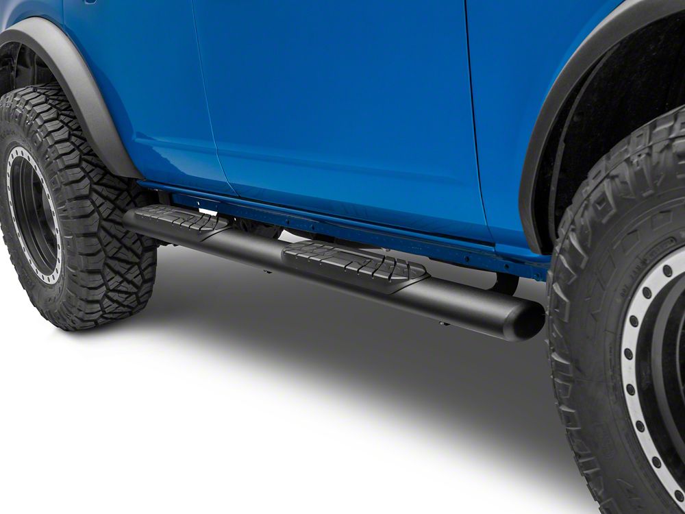 Barricade 4-Inch Oval Straight Side Step Bars; Light Textured Black (21-25 Bronco 4-Door)
