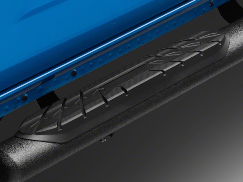 Barricade 4-Inch Oval Straight Side Step Bars; Heavy Textured Black (21-25 Bronco 4-Door)