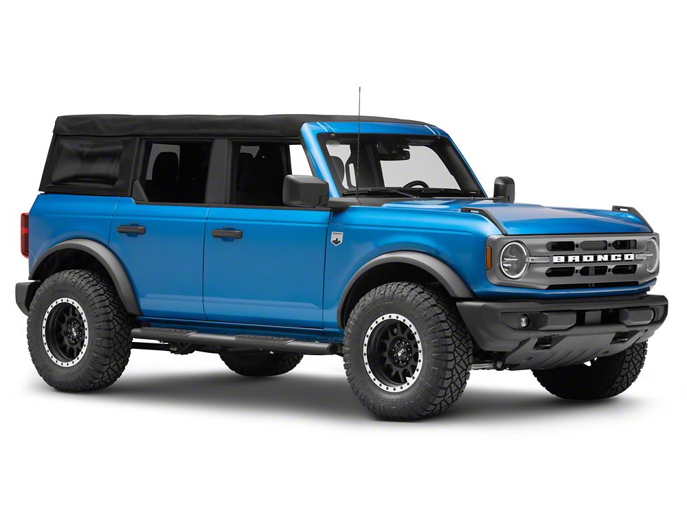 Barricade 4-Inch Oval Straight Side Step Bars; Heavy Textured Black (21-25 Bronco 4-Door)