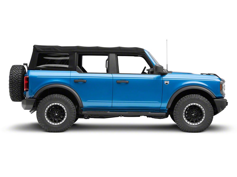 Barricade 4-Inch Oval Straight Side Step Bars; Heavy Textured Black (21-25 Bronco 4-Door)