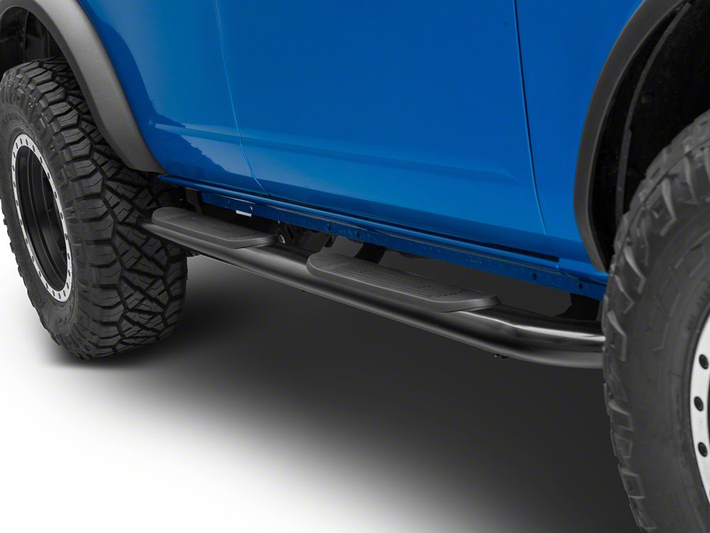 Barricade 4-Inch Oval Bent End Side Step Bars; Black (21-25 Bronco 4-Door)