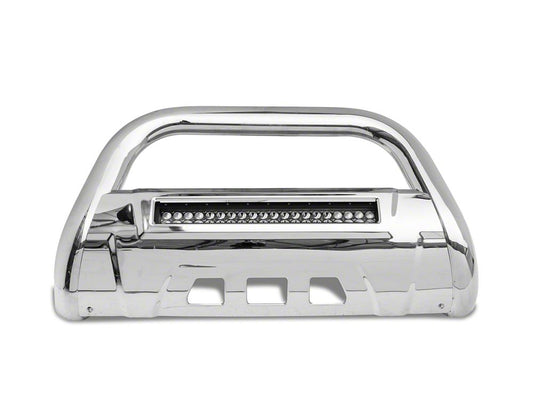 Barricade 3.50-Inch Bull Bar with Skid Plate and 20-Inch LED Light Bar; Stainless Steel (15-22 Canyon)