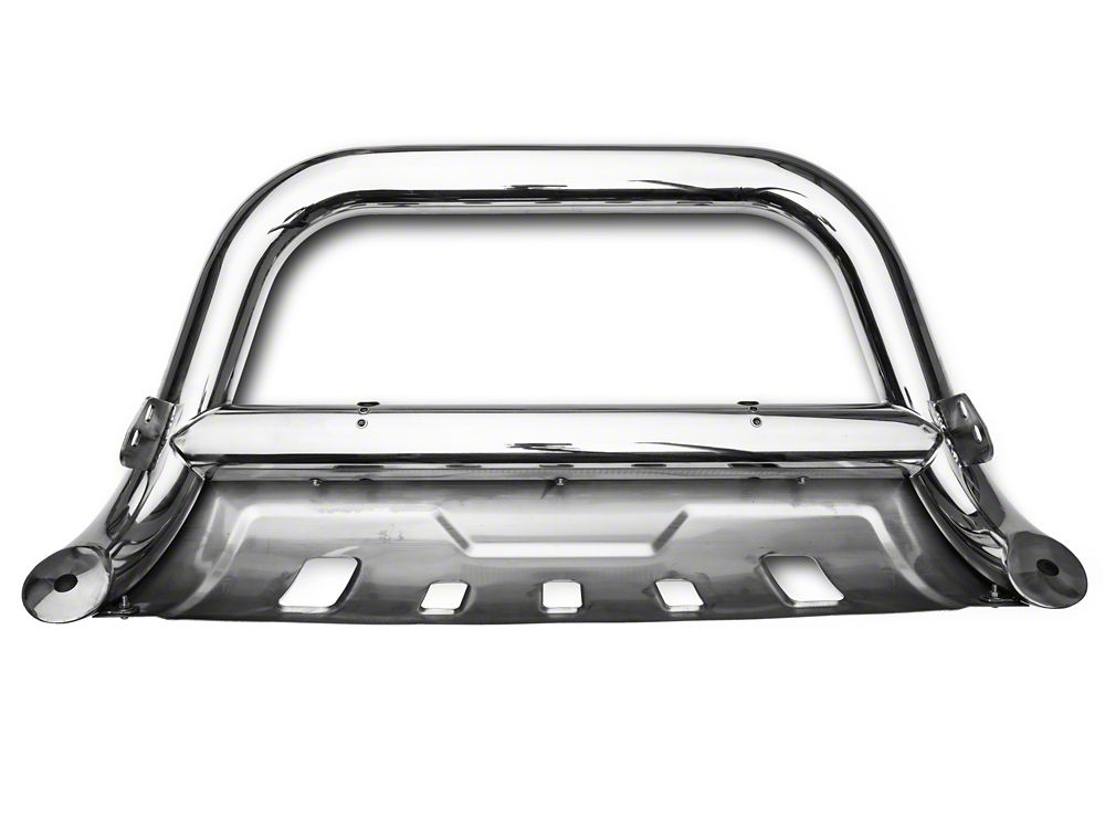 Barricade 3.50-Inch Oval Bull Bar with Skid Plate; Stainless Steel (11-19 Sierra 2500 HD)