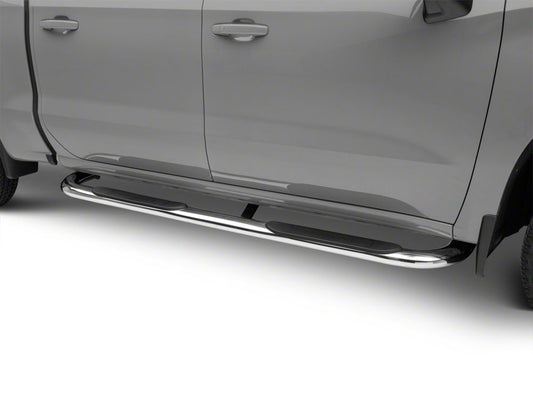 Barricade 4-Inch Oval Bent End Side Step Bars; Stainless Steel (20-25 Sierra 2500 HD Crew Cab)