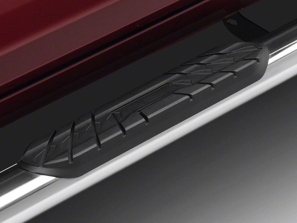 Barricade 4-Inch Oval Straight End Side Step Bars; Stainless Steel (10-24 RAM 2500 Crew Cab)