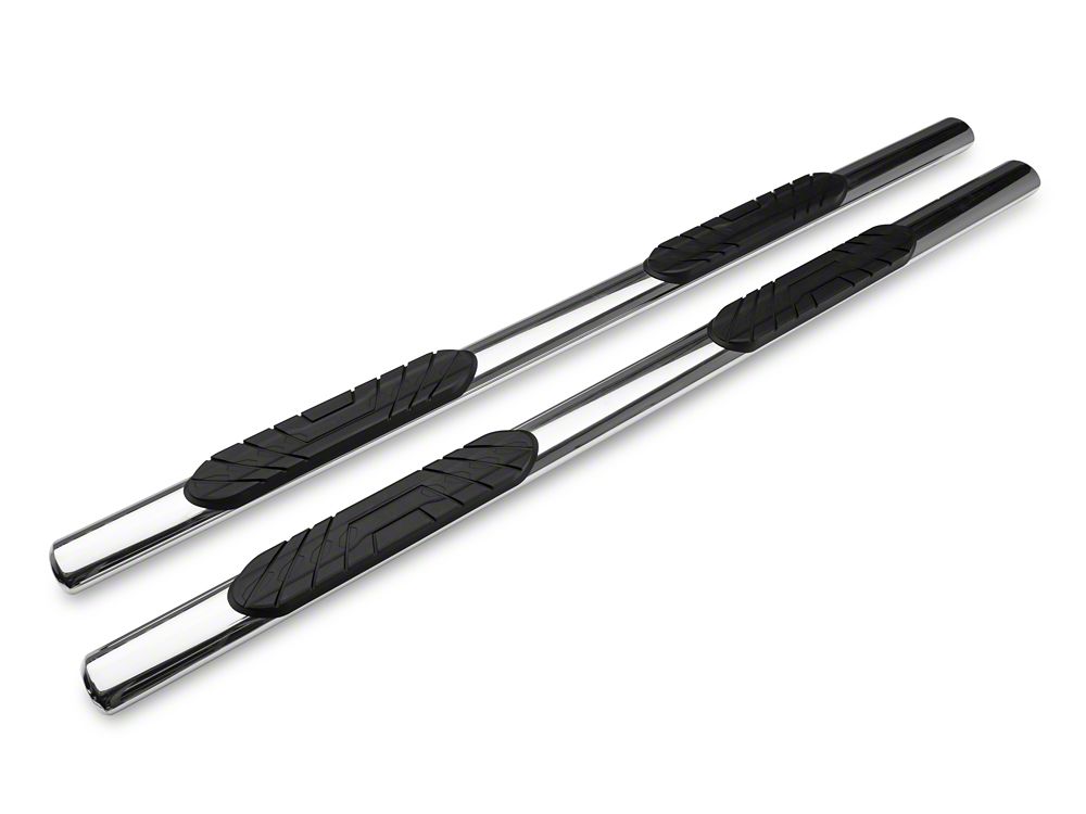 Barricade 4-Inch Oval Straight End Side Step Bars; Stainless Steel (10-24 RAM 2500 Crew Cab)