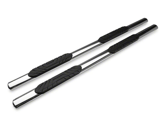 Barricade 4-Inch Oval Straight End Side Step Bars; Stainless Steel (10-24 RAM 2500 Crew Cab)