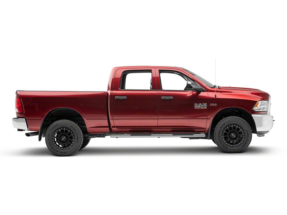 Barricade 4-Inch Oval Straight End Side Step Bars; Stainless Steel (10-24 RAM 2500 Crew Cab)