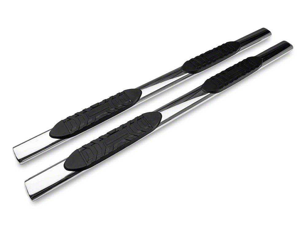 Barricade 5-Inch Oval Straight End Side Step Bars; Stainless Steel (10-24 RAM 2500 Crew Cab)