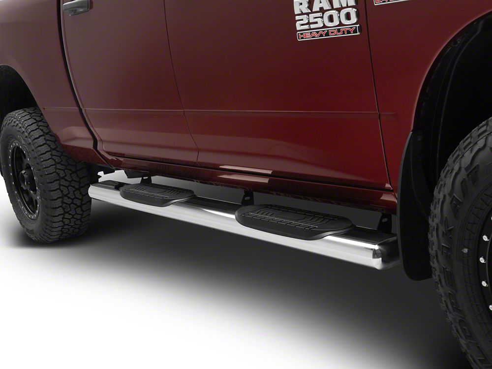 Barricade 6-Inch Oval Straight End Side Step Bars; Stainless Steel (10-24 RAM 2500 Crew Cab)